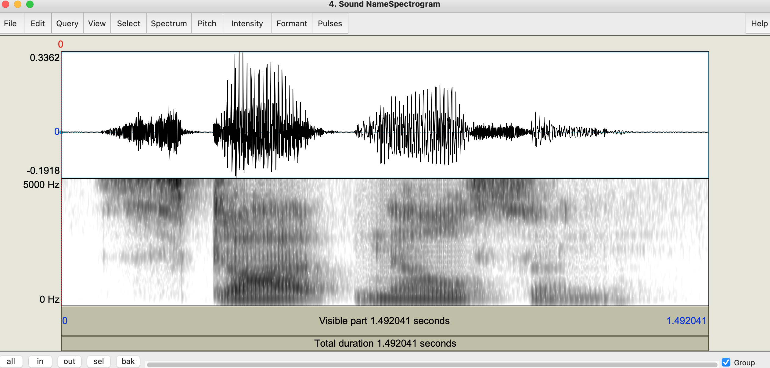 PRAAT software interface